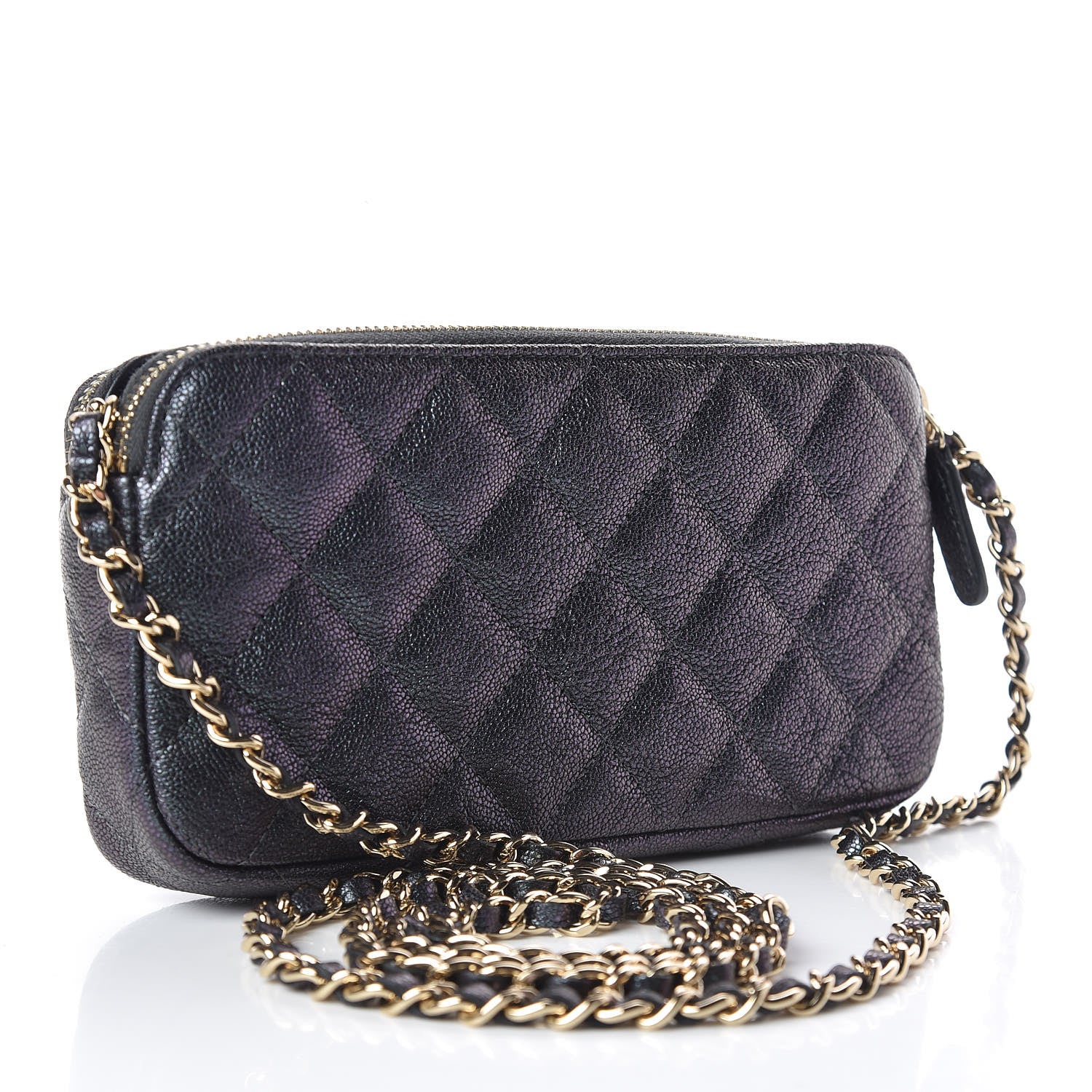 Chanel Iridescent Caviar Quilted Clutch With Chain Black 3 of 13