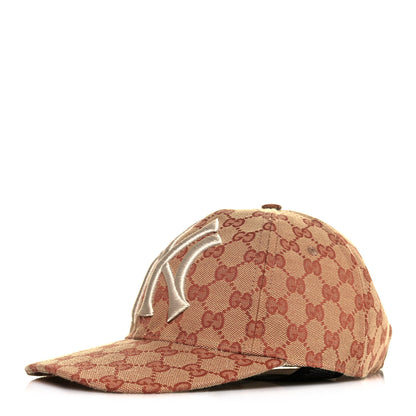 Gucci X MLB Monogram NY Yankees Baseball Hat 57-61 Beige Ruggine 1 of 8