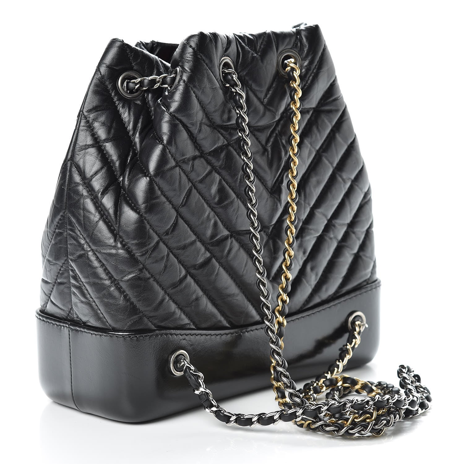 Chanel Aged Calfskin Chevron Quilted Small Gabrielle Backpack Black 3 of 13