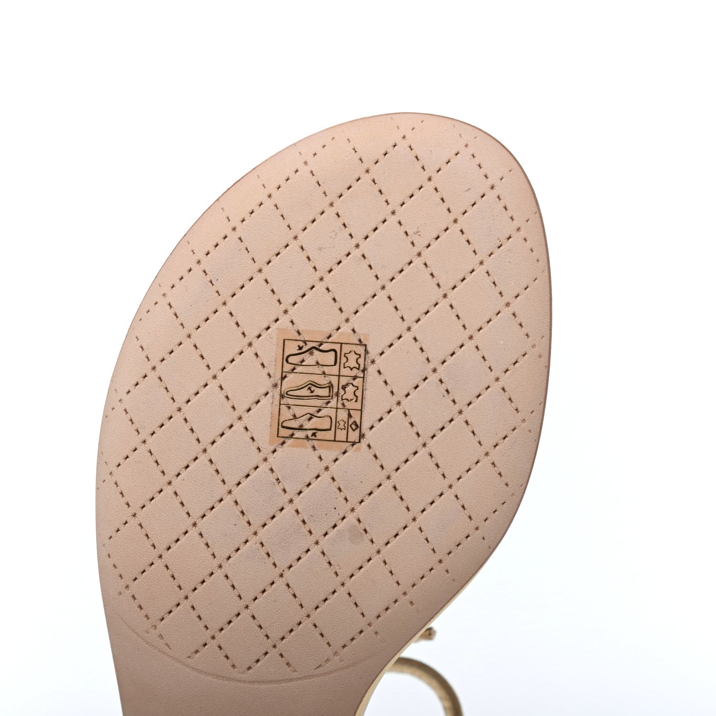 Laminated Lambskin Quilted CC Pearl Thong Sandals 39 Gold