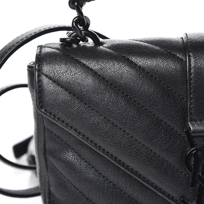 Saint Laurent Sheepskin Matelasse Chevron Monogram College Chain Wallet Black 8 of 9