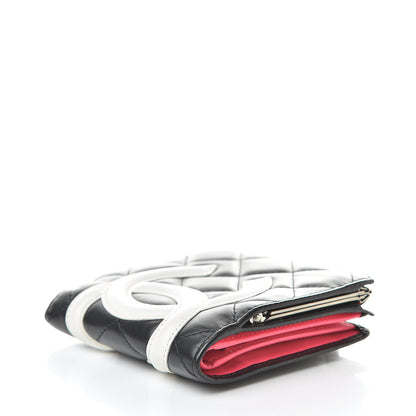 Chanel Calfskin Quilted Cambon Bi-Fold Wallet Black White 4 of 12