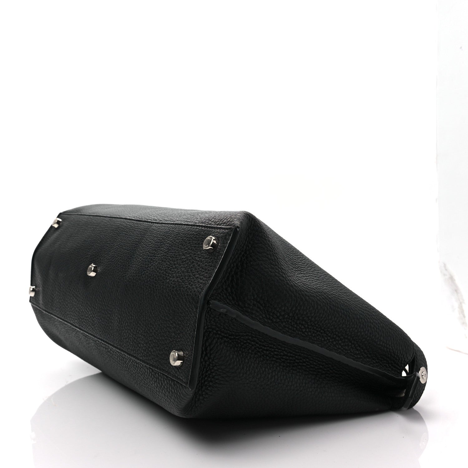 Fendi Cuoio Romano Selleria Vitello Grace Glazed Fabric FF 1974 Large Peekaboo Iconic Essential Satchel Black 7 of 7