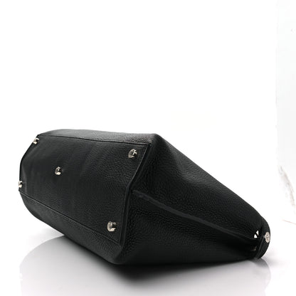 Fendi Cuoio Romano Selleria Vitello Grace Glazed Fabric FF 1974 Large Peekaboo Iconic Essential Satchel Black 7 of 7