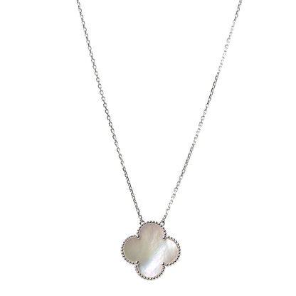 Van Cleef & Arpels 18K White Gold Mother of Pearl Magic Alhambra Pendant Necklace 1 of 7