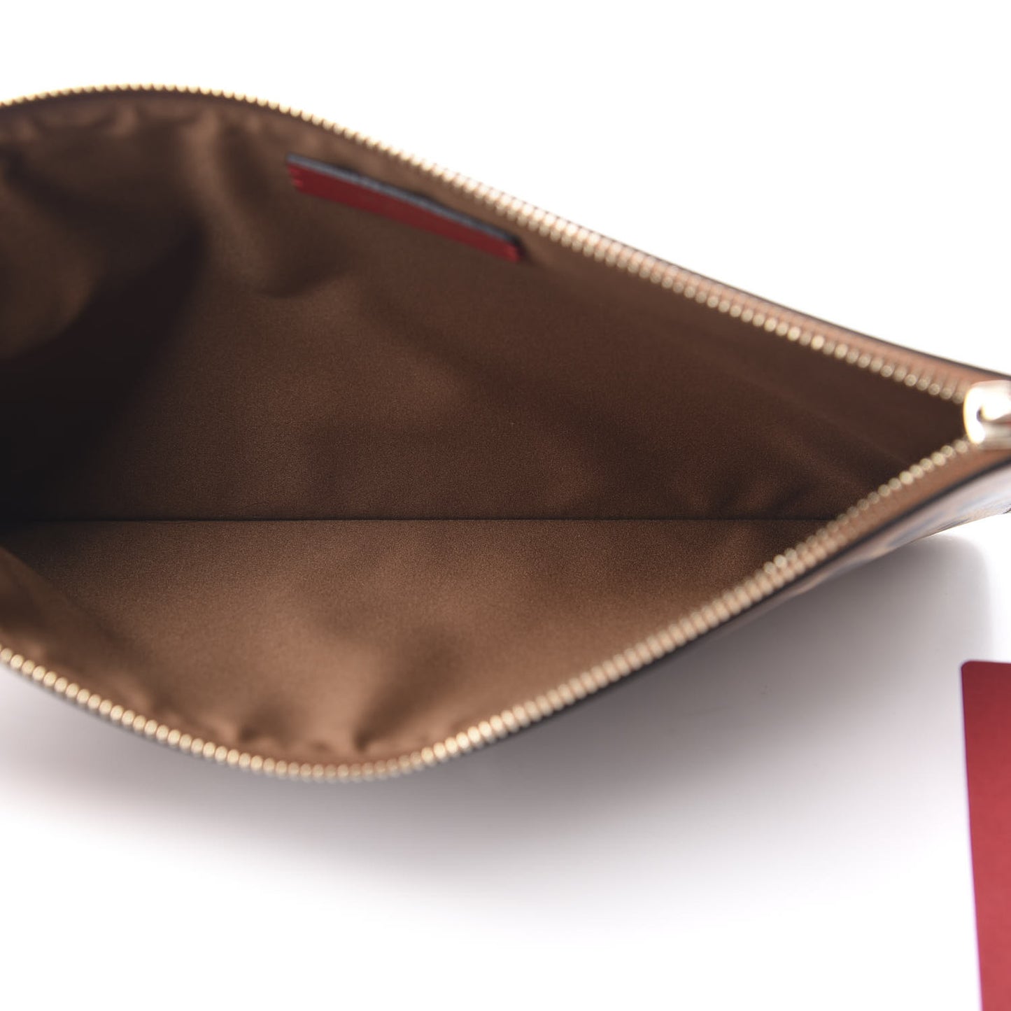 Calfskin Leopard Print City Safari Large Pouch Brown