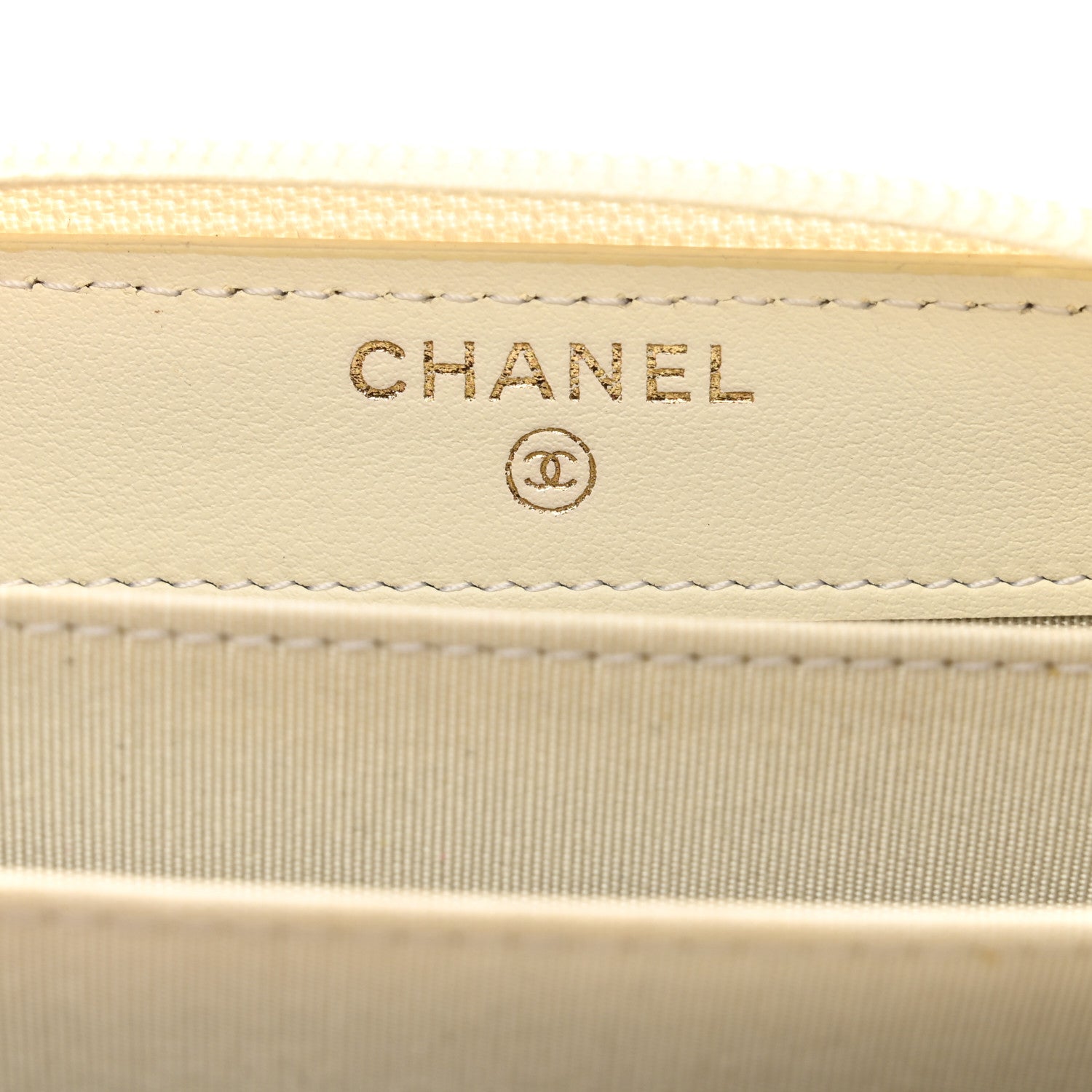 Chanel Caviar Quilted Boy Zip Around Coin Purse Wallet Ivory 6 of 9