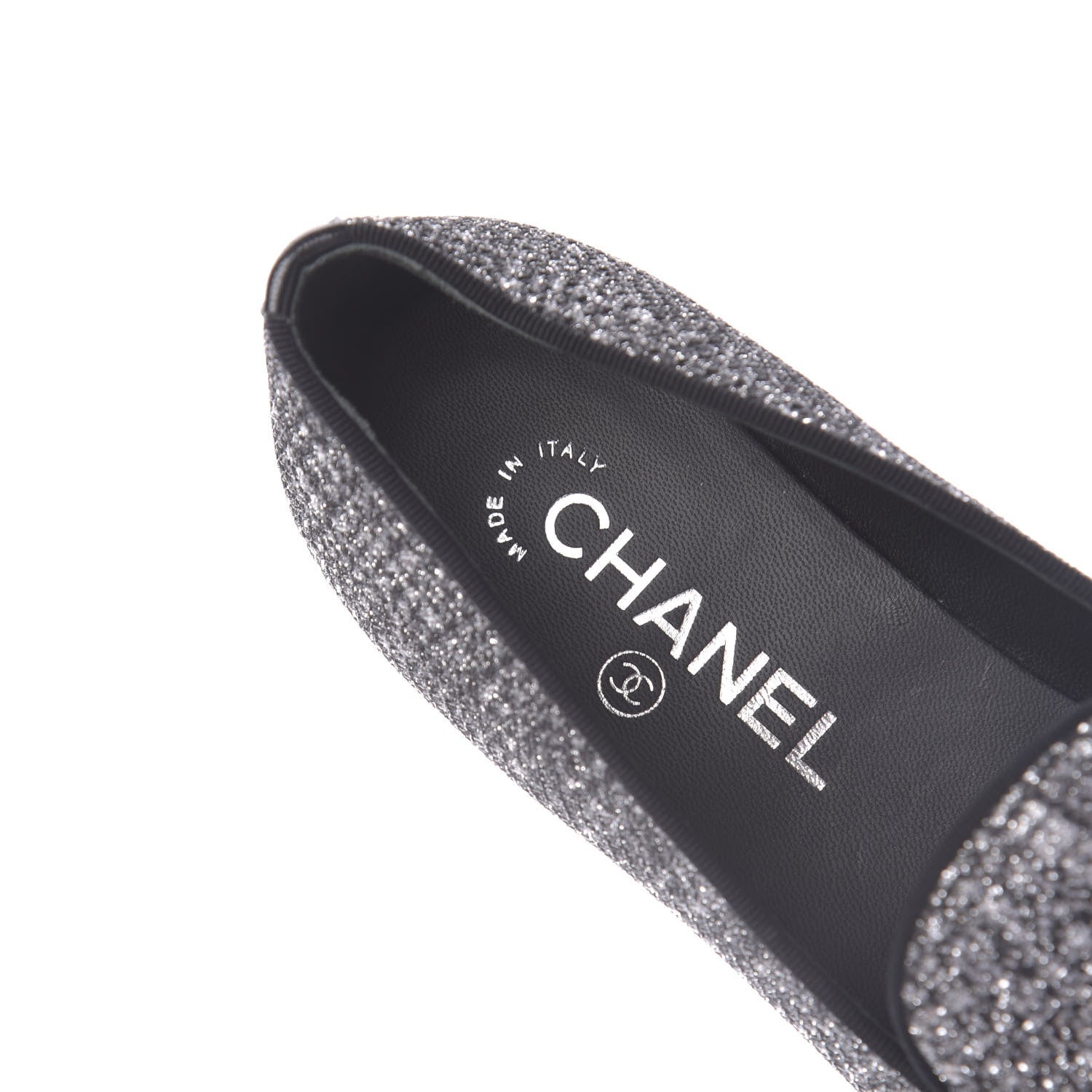 Chanel Fantasy Fabric Grosgrain CC Mocassin Loafers 37 White Black 8 of 11