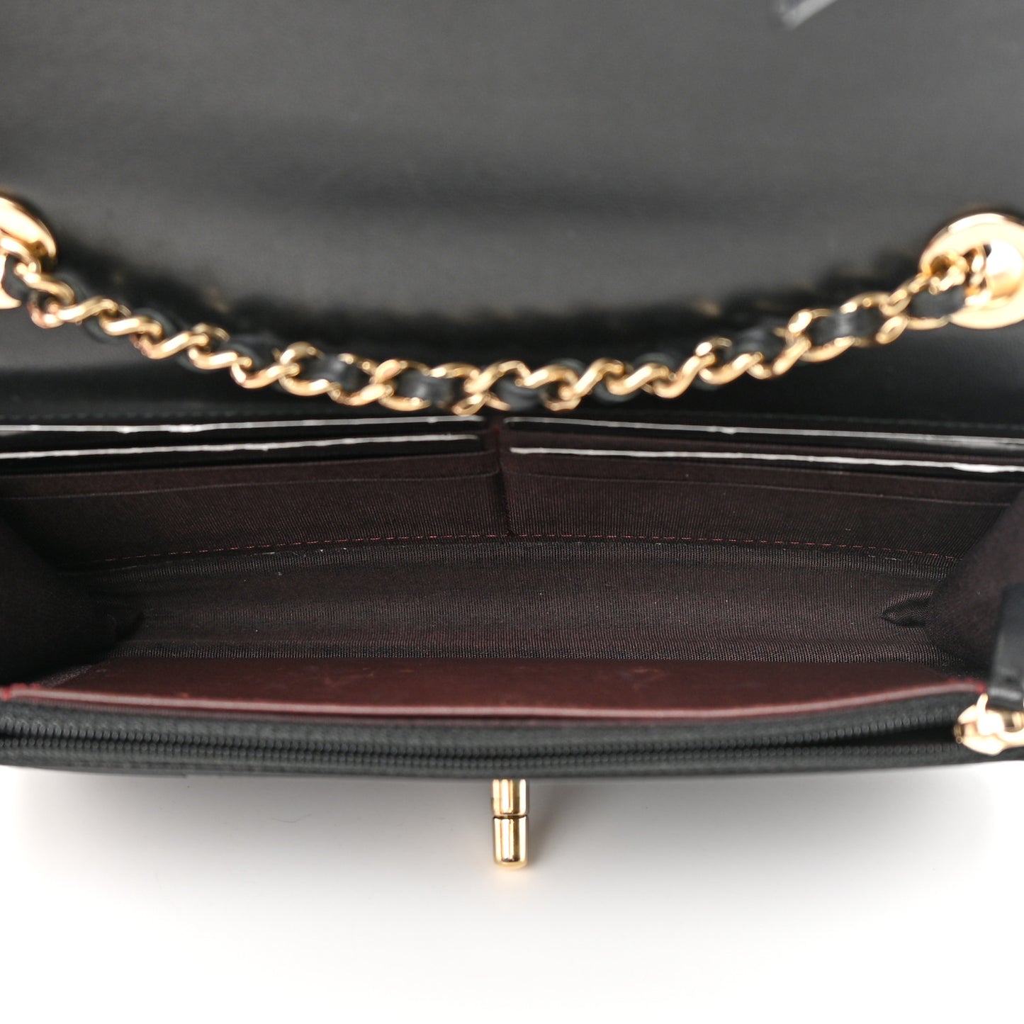 Lambskin Quilted Trendy CC Wallet On Chain WOC Black