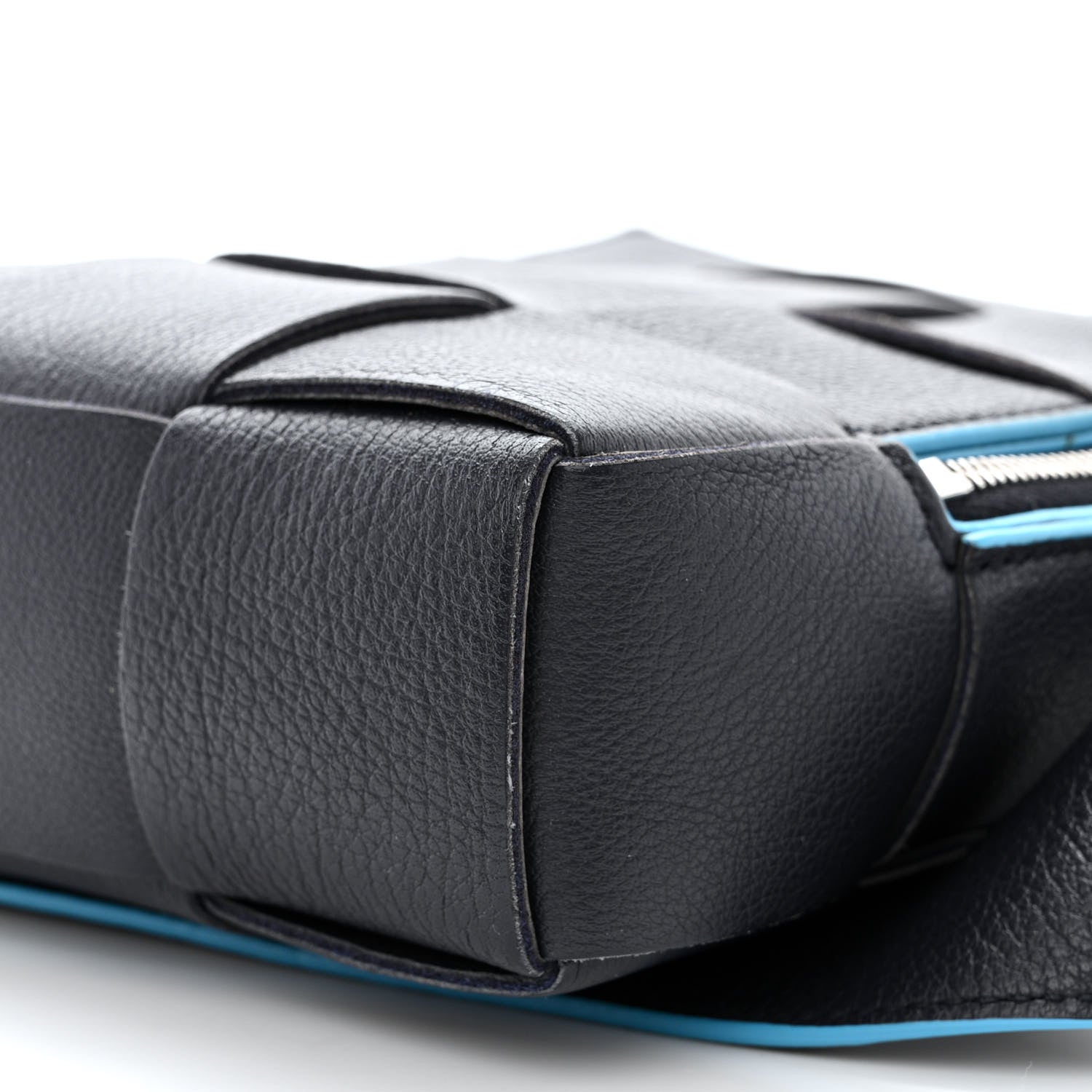 Bottega Veneta Grained Calfskin Intreccio Mini Cassette Sling Bag Deep Blue Pool 10 of 10