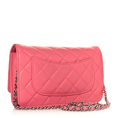 Chanel Lambskin Quilted Wallet On Chain WOC Pink 2 of 15