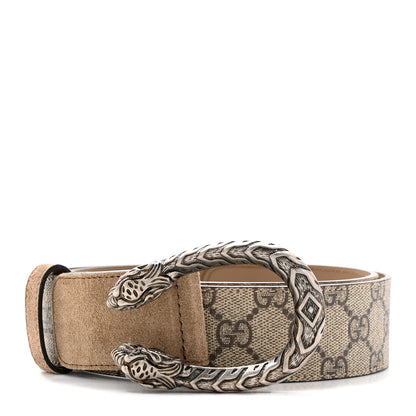 Gucci GG Supreme Monogram Suede Dionysus 40mm Belt 80/32 Beige Taupe 1 of 5