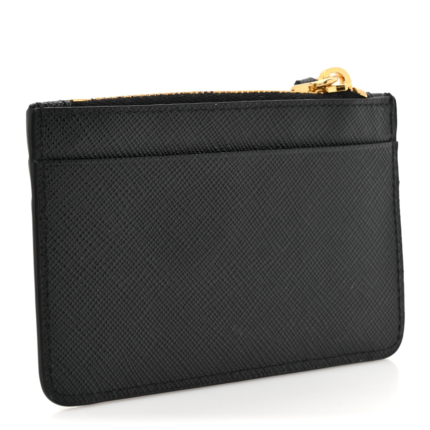 Prada Saffiano Metal Coin Case Card Holder Black 3 of 8