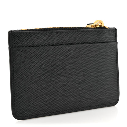 Prada Saffiano Metal Coin Case Card Holder Black 3 of 8
