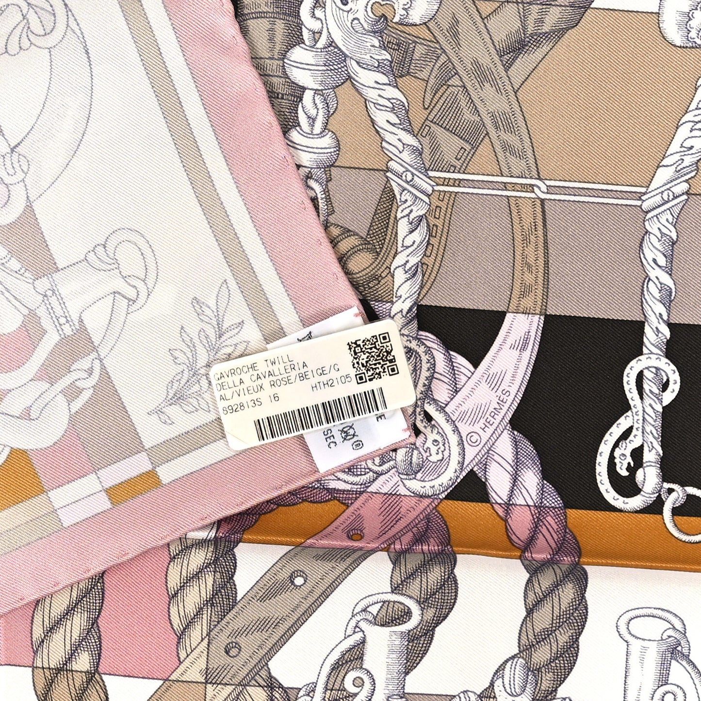 Silk Della Cavalleria Pocket Square Scarf Vieux Rose Beige