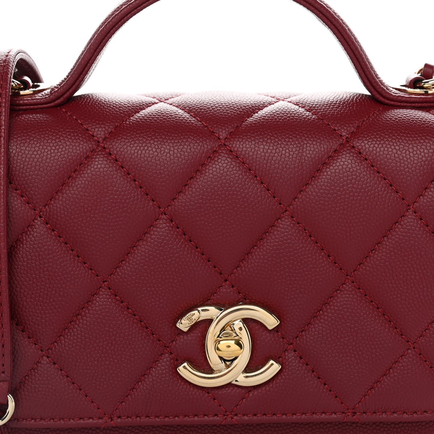 Caviar Quilted Small Business Affinity Flap Burgundy