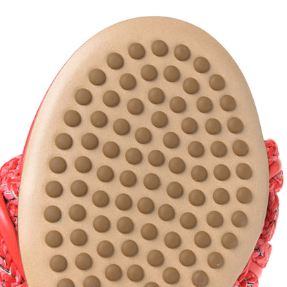 Bottega Veneta Lambskin Rope Woven Dot Sandals 38.5 Bubble Gum Tomato 9 of 14