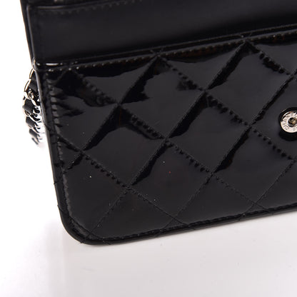 Chanel Patent Quilted Wallet On Chain WOC Black 10 of 13