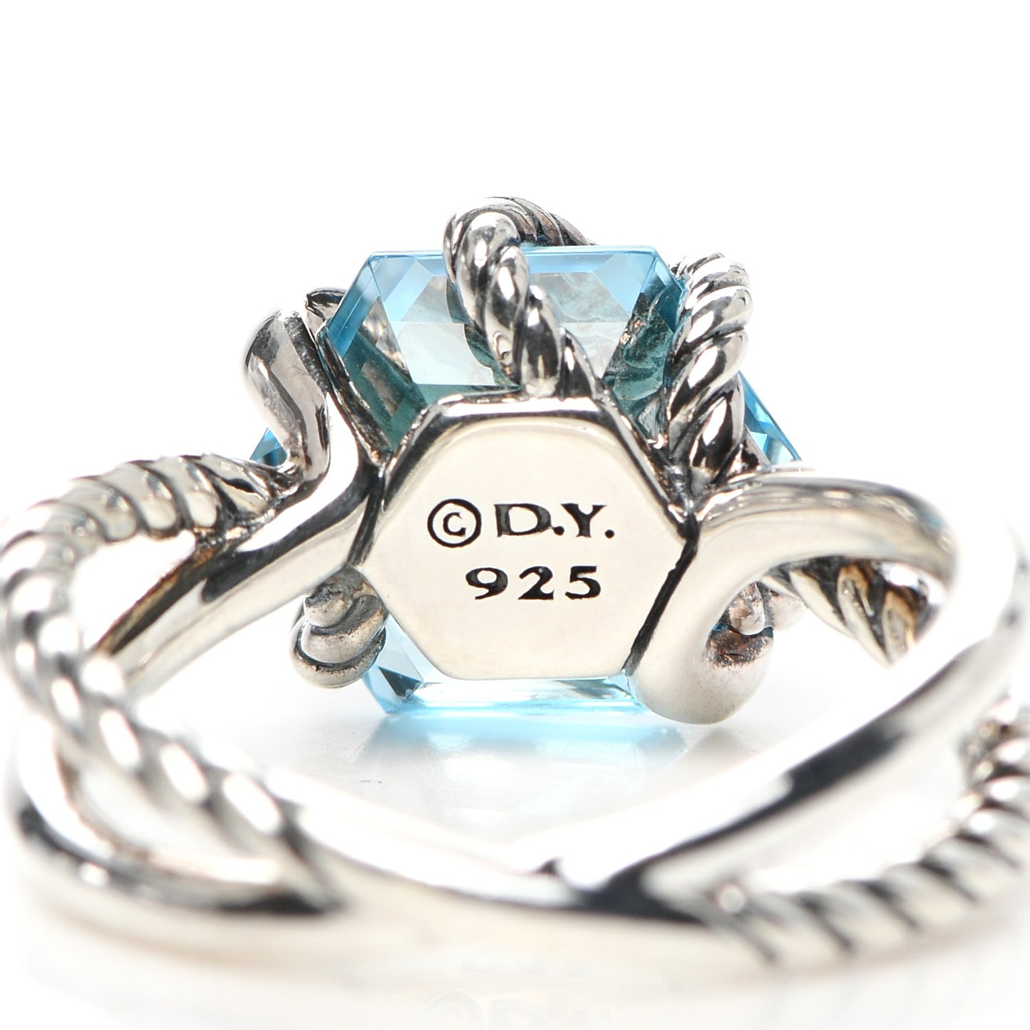 Sterling Silver Diamond Blue Topaz 10mm Cable Wrap Ring 52 6
