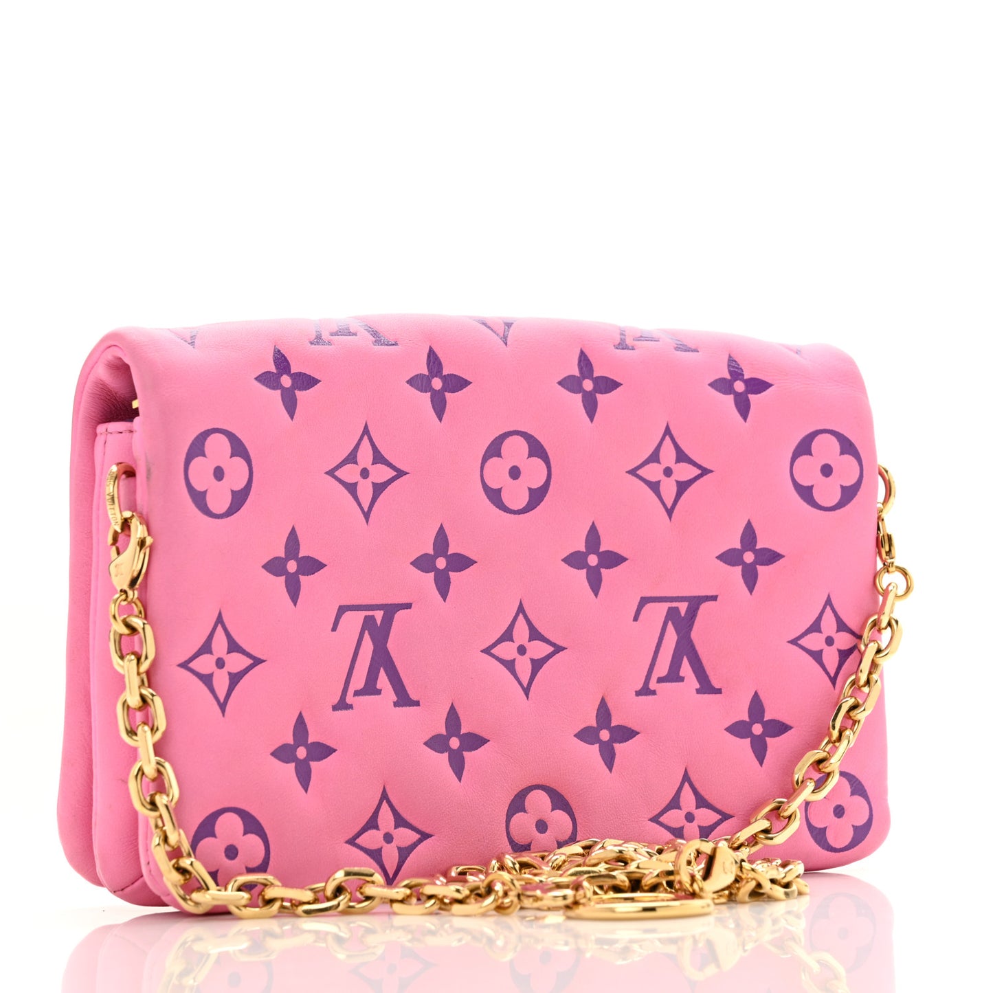 Lambskin Embossed Monogram Vuittamins Pochette Coussin Rose Violet