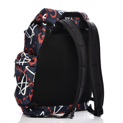 Gucci Techno Canvas GucciGhost Double Buckle Backpack Blue Agata Hibiscus Red 3 of 7