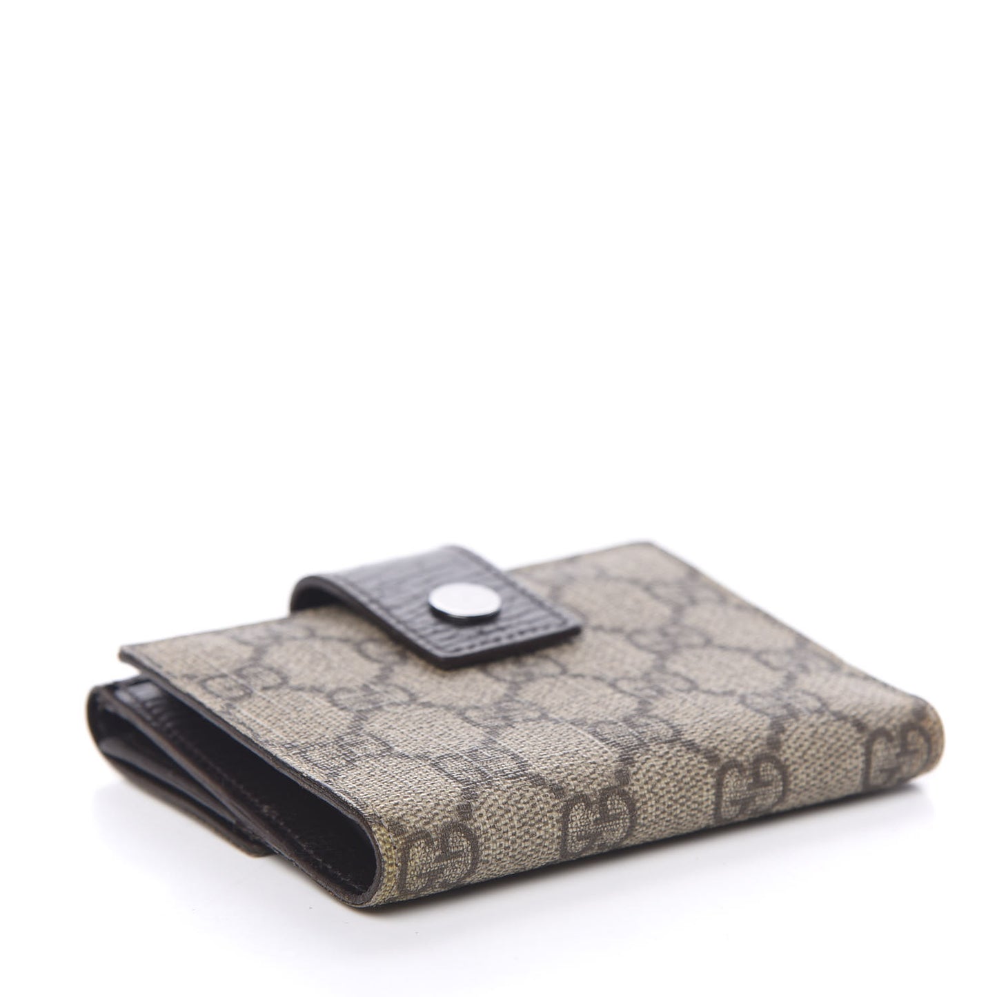 GG Plus Monogram Ladies GG Compact Flap Wallet Beige Ebony Cocoa