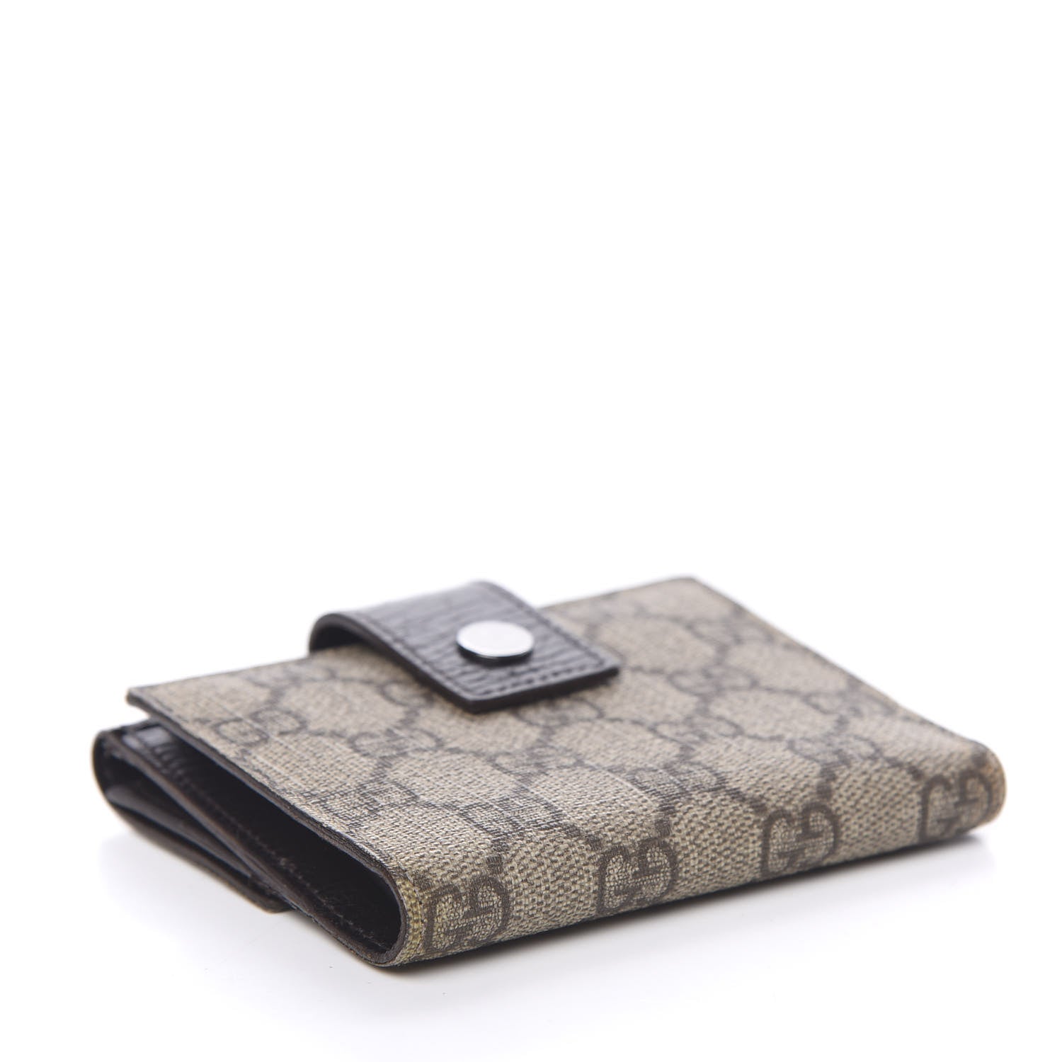 Gucci GG Plus Monogram Ladies GG Compact Flap Wallet Beige Ebony Cocoa 3 of 5