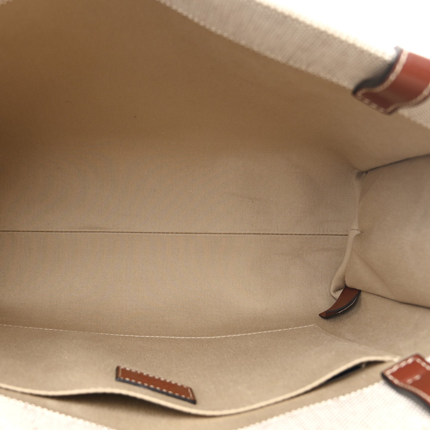 Cotton Calfskin Medium Woody Ribbon Tote White Brown