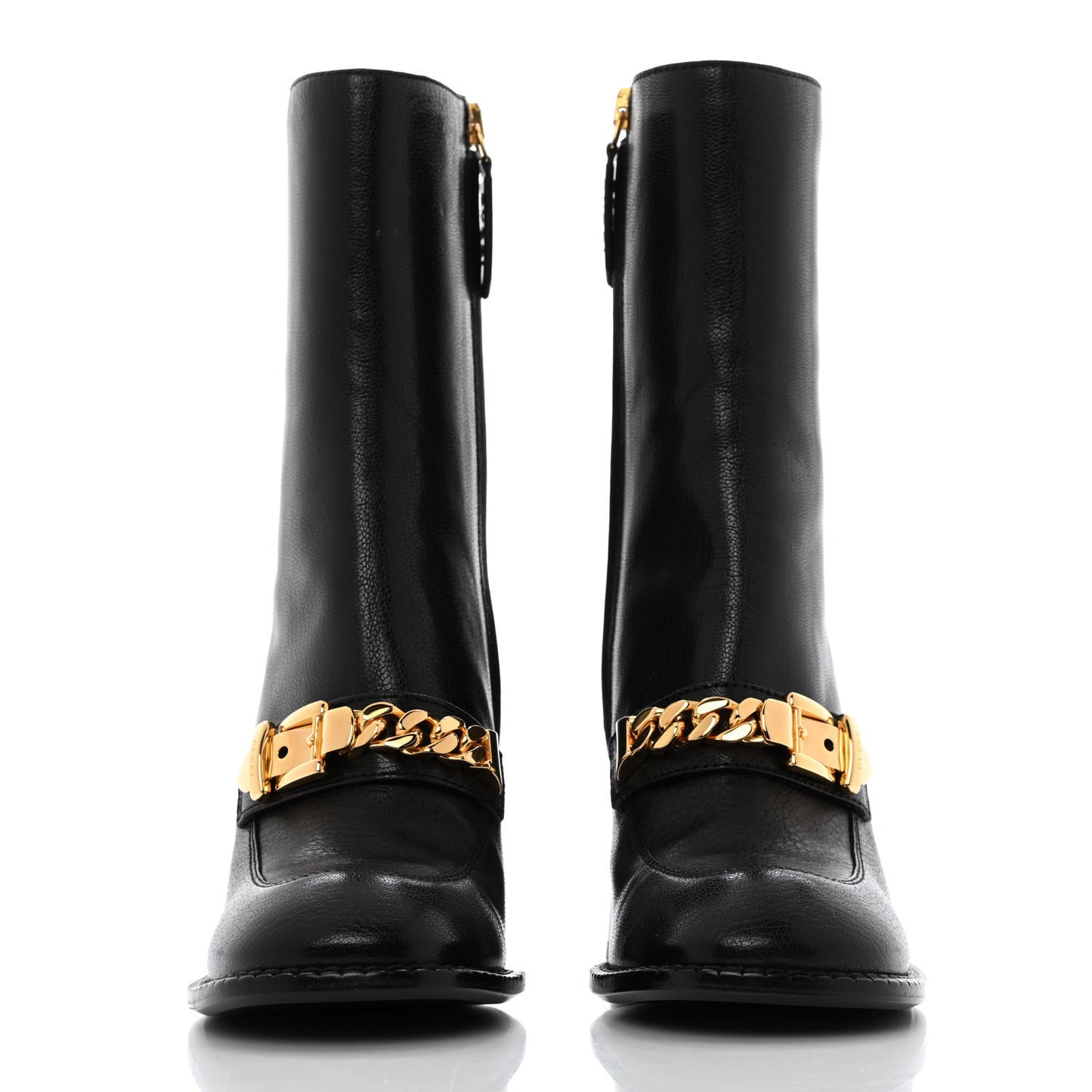 Goatskin Austin Calfskin Sylvie Chain Ankle Boots 35 Black