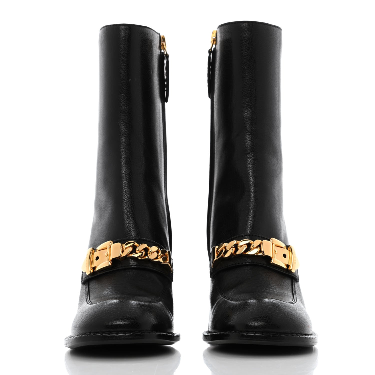 Gucci Goatskin Austin Calfskin Sylvie Chain Ankle Boots 35 Black 2 of 10