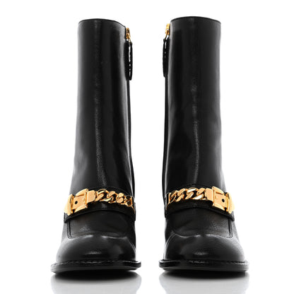 Gucci Goatskin Austin Calfskin Sylvie Chain Ankle Boots 35 Black 2 of 10