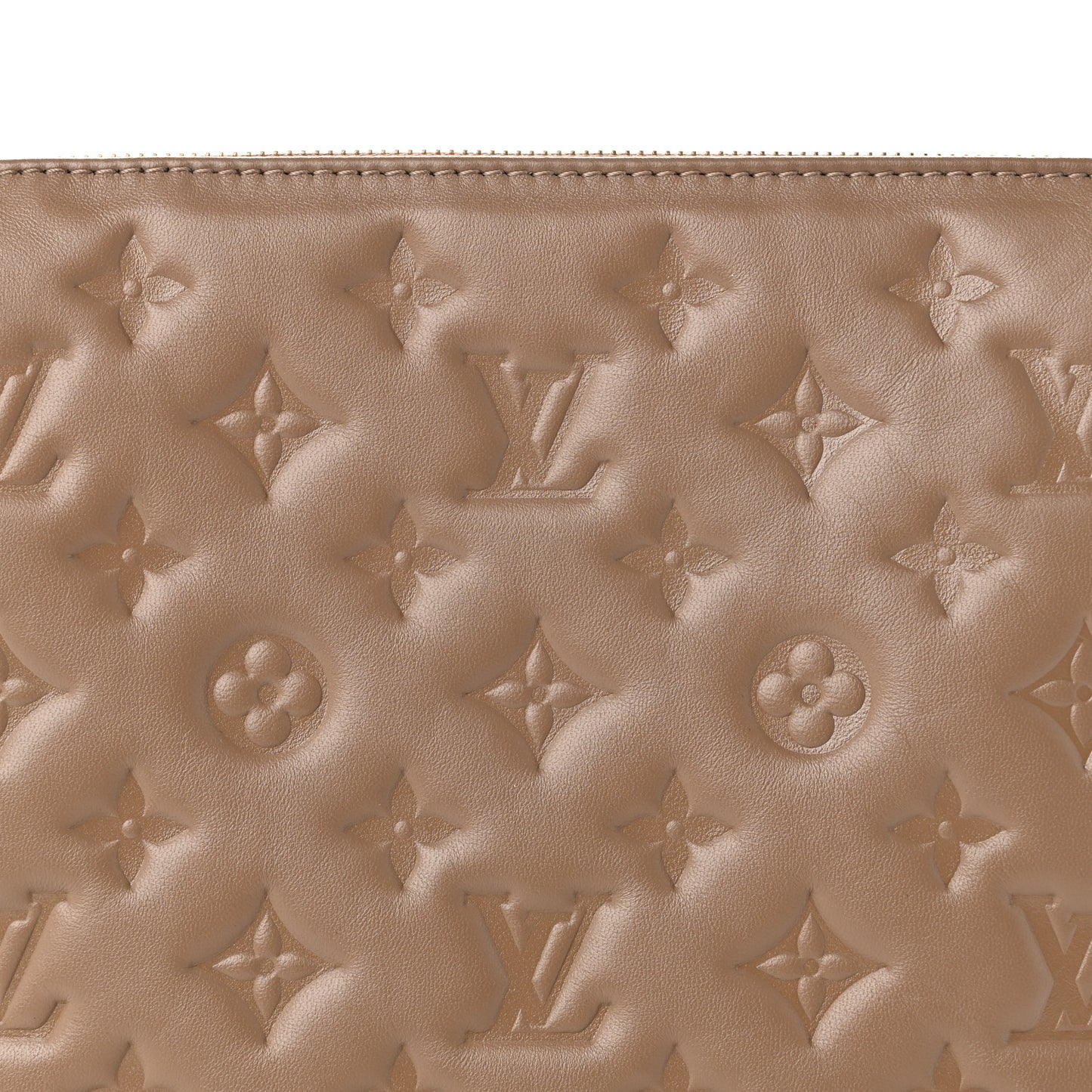 Lambskin Embossed Monogram Coussin PM Taupe