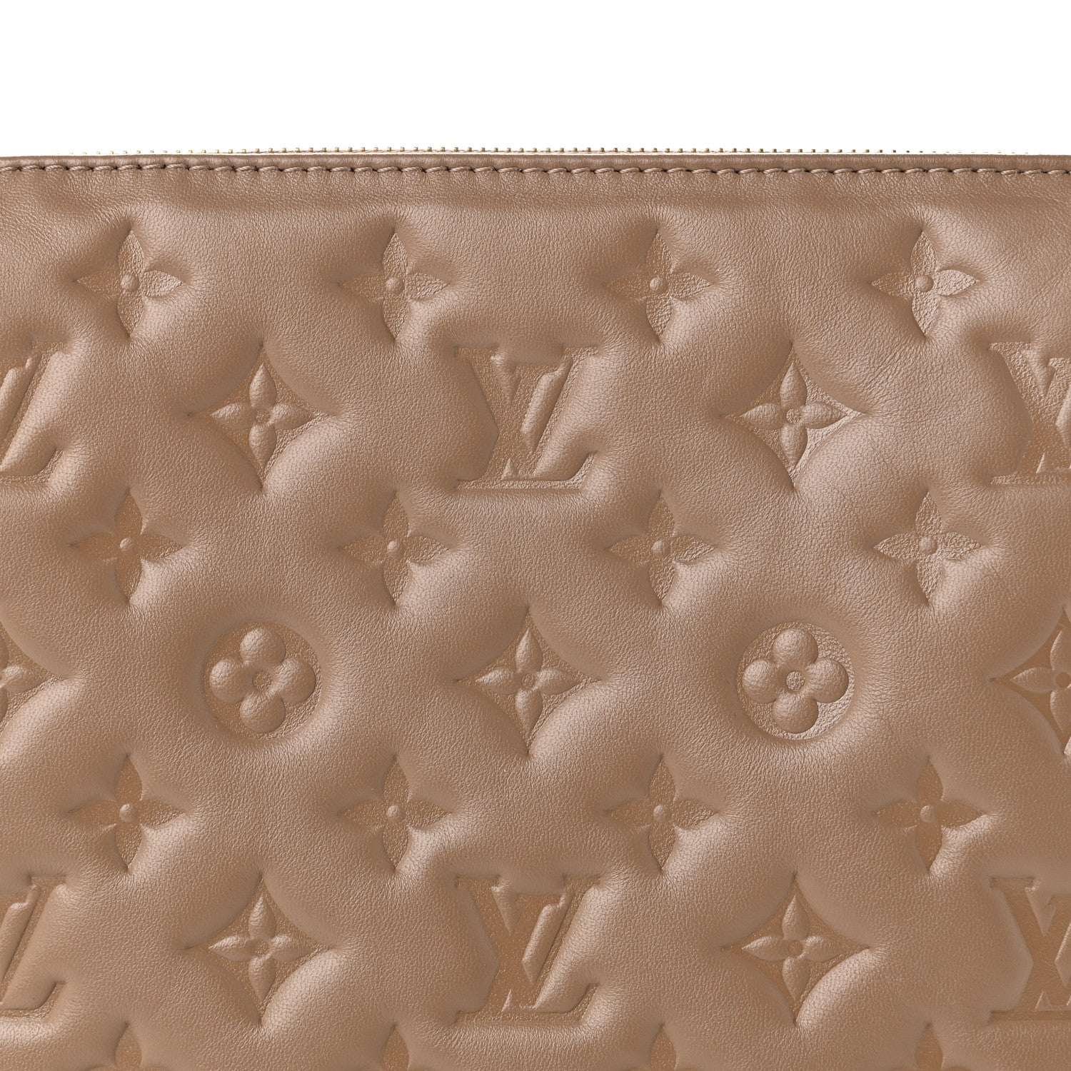 Louis Vuitton Lambskin Embossed Monogram Coussin PM Taupe 6 of 8