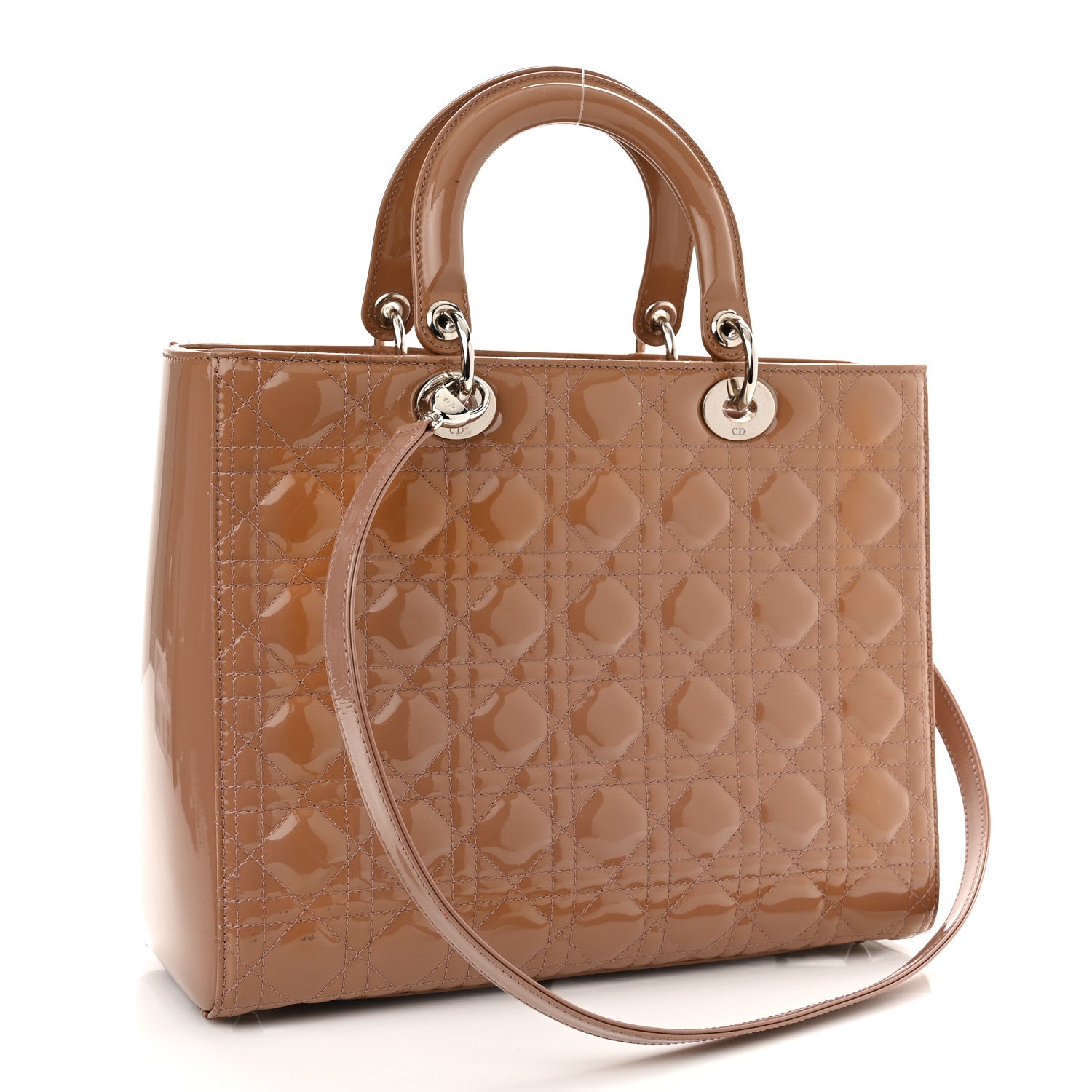 Christian Dior Patent Cannage Large Lady Dior Dark Beige 3 of 10