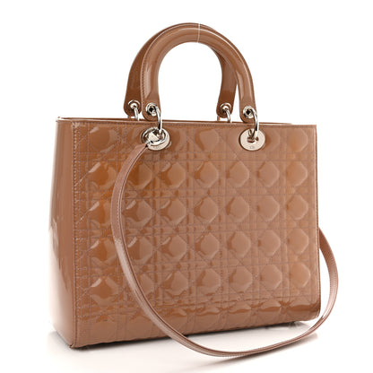 Christian Dior Patent Cannage Large Lady Dior Dark Beige 3 of 10