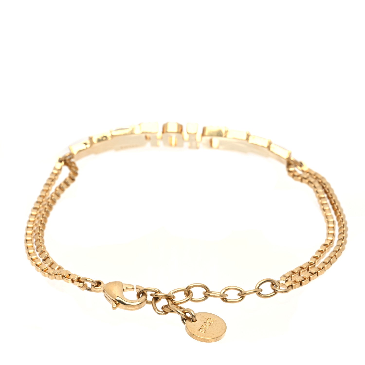Christian Dior Crystal Metal Logo Bracelet Gold 3 of 6