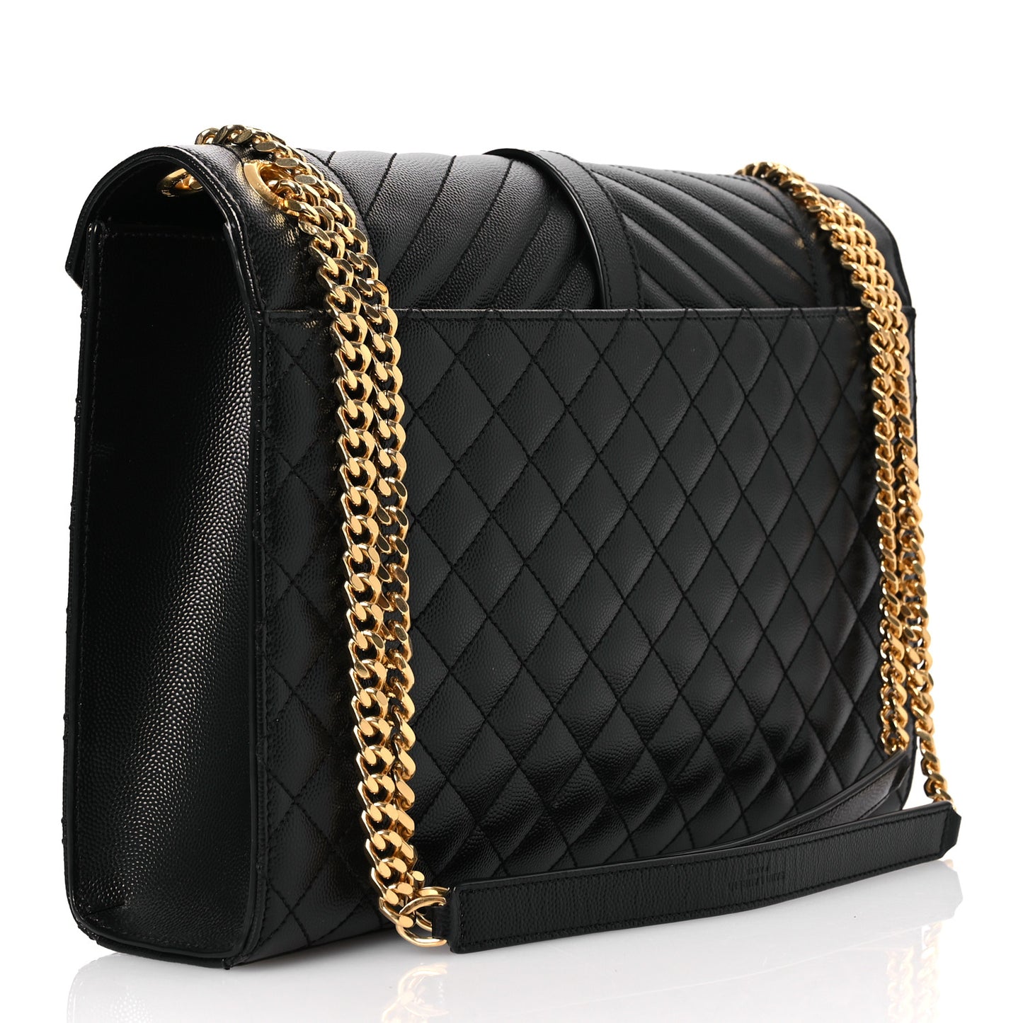 Grain De Poudre Textured Mixed Matelasse Large Triquilt Monogram Satchel Black