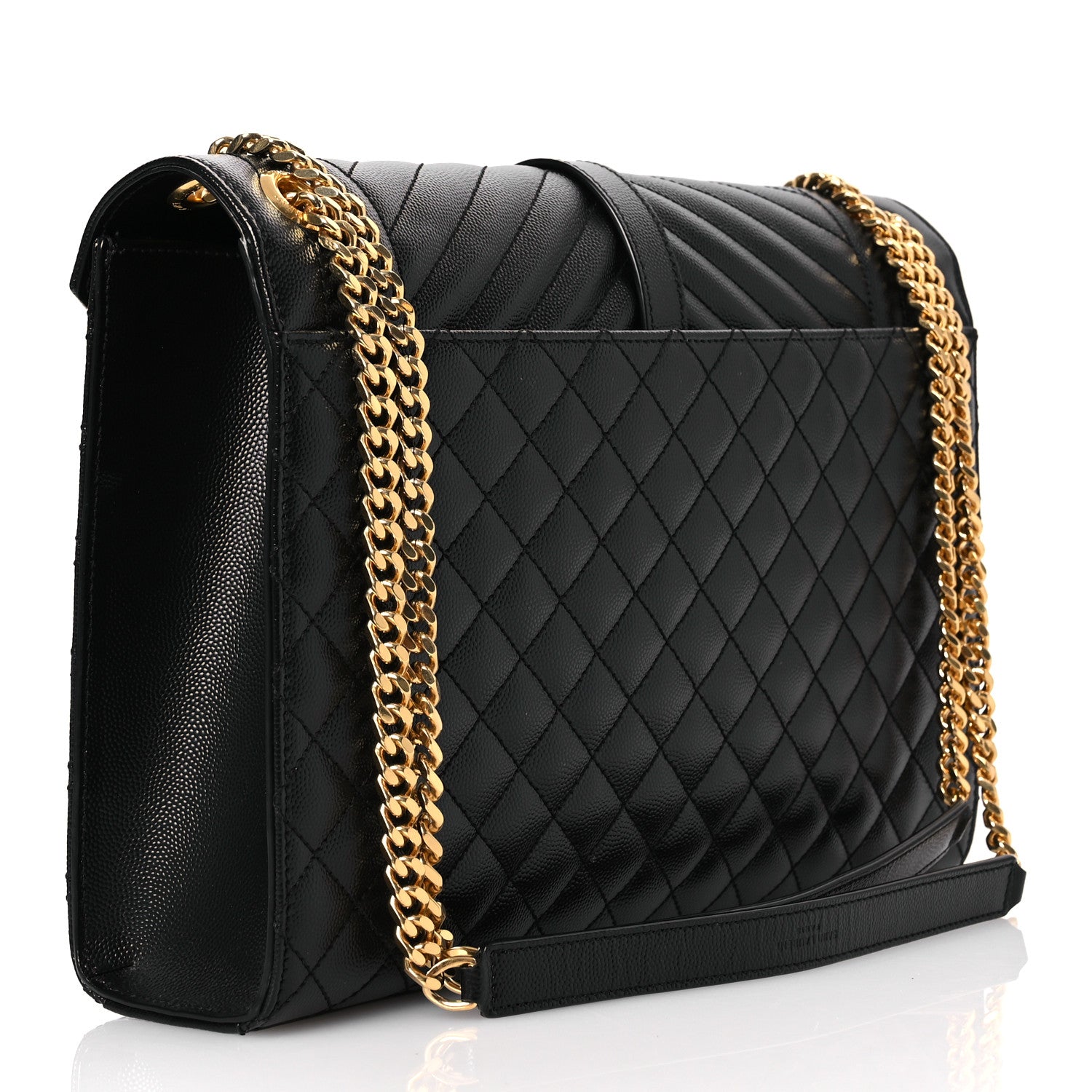 Saint Laurent Grain De Poudre Textured Mixed Matelasse Large Triquilt Monogram Satchel Black 3 of 11