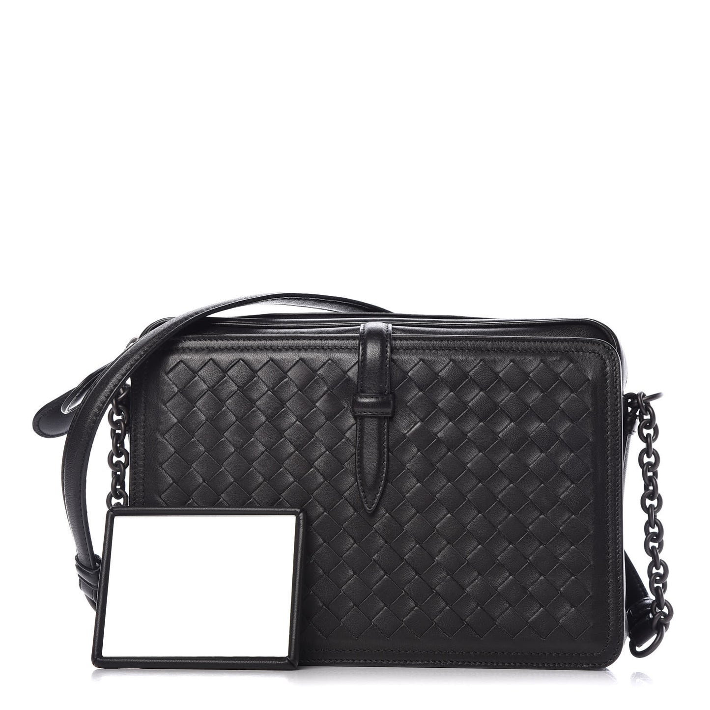 Nappa Intrecciato Medium Camera Shoulder Bag Black