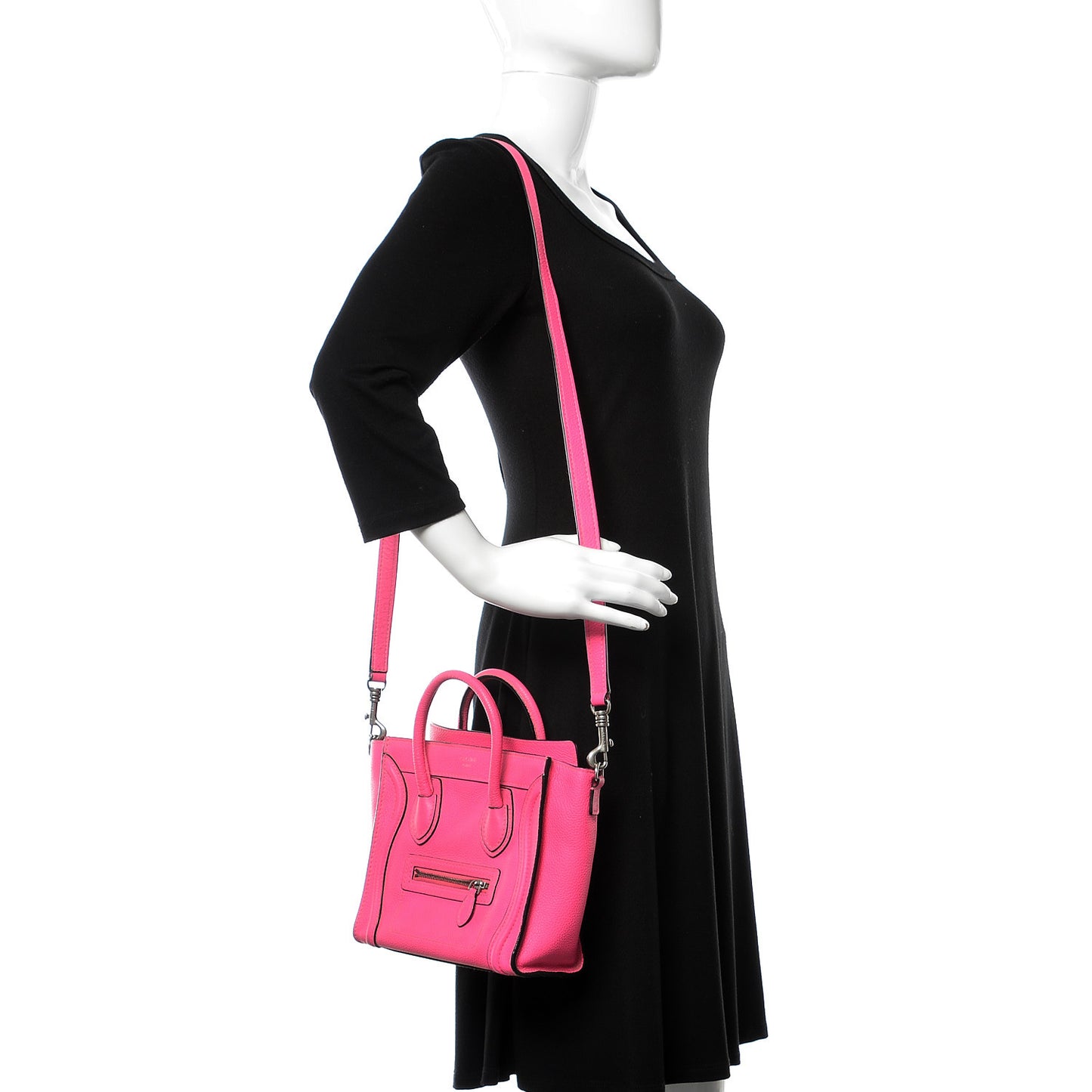 Drummed Calfskin Nano Luggage Fluo Pink