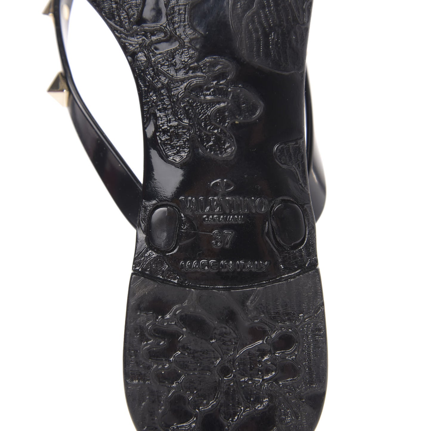 PVC Jelly Rockstud Bow Thong Sandals 37 Black
