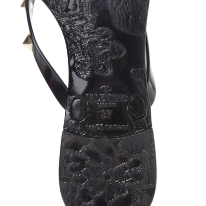 Valentino Garavani PVC Jelly Rockstud Bow Thong Sandals 37 Black 7 of 8