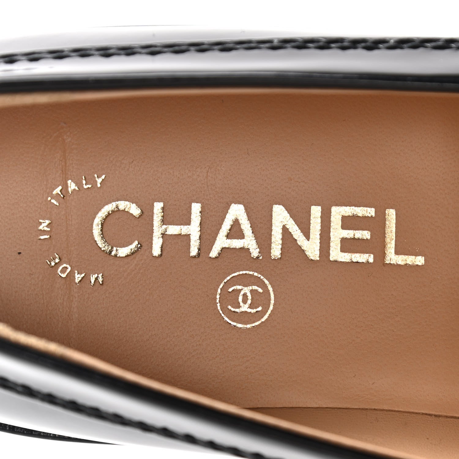 Chanel Shiny Calfskin Logo Loafers 38.5 Black 9 of 10
