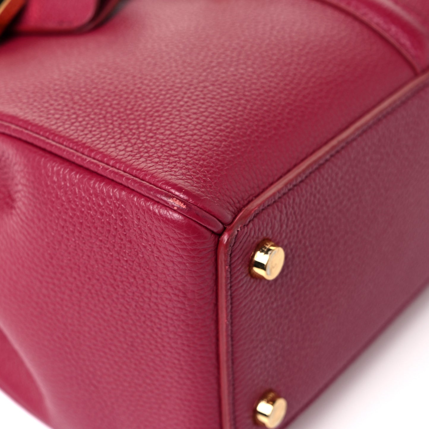 Grained Calfskin Small 16 Top Handle Bag Rasberry