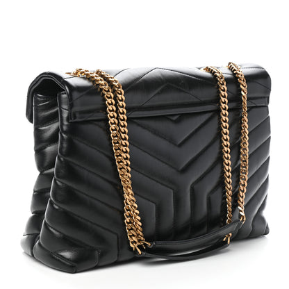 Saint Laurent Calfskin Y Quilted Monogram Medium Loulou Chain Satchel Black 3 of 9