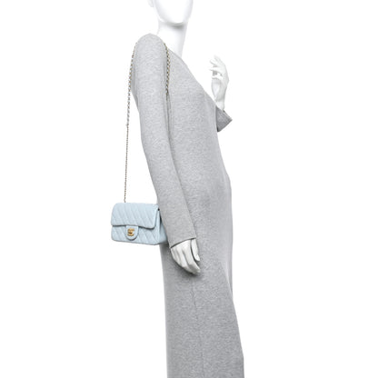 Chanel Lambskin Quilted Mini Rectangular Pearl Crush Flap Light Blue 2 of 11