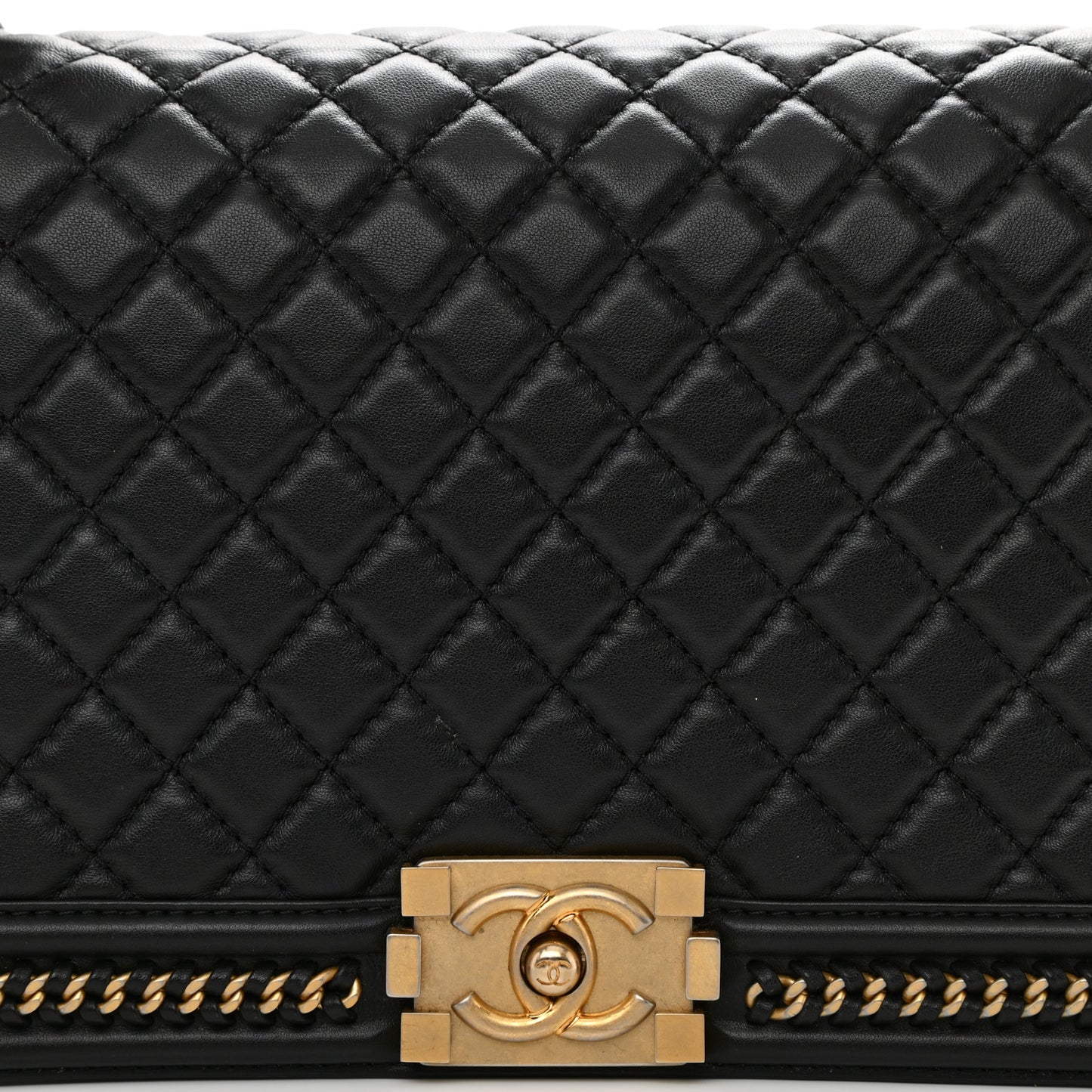 Calfskin Quilted New Medium Boy Top Handle Flap Black