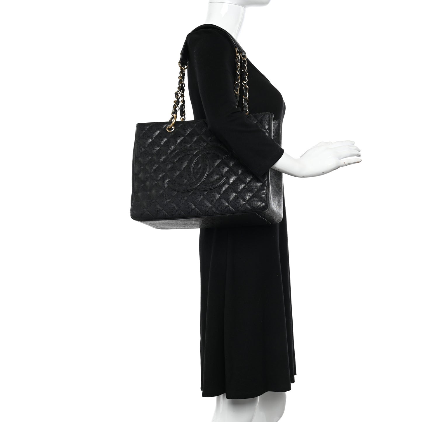 Caviar Quilted Grand Shopping Tote GST Black