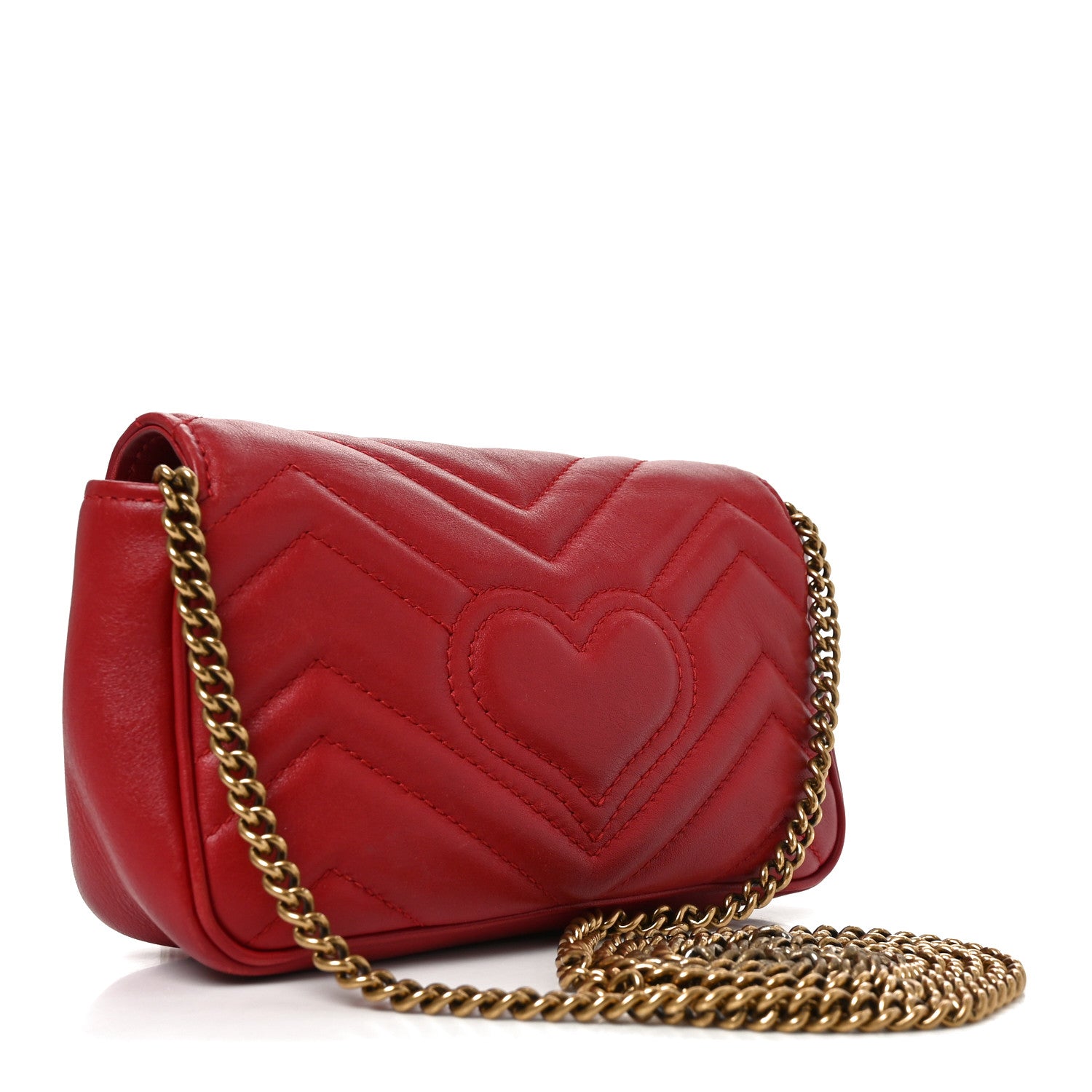 Gucci Calfskin Matelasse Super Mini GG Marmont Shoulder Bag Hibiscus Red 3 of 10