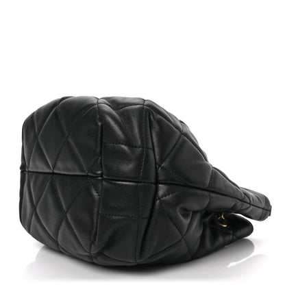 Chanel Lambskin Quilted CC Dweller Drawstring Bucket Bag Black 8 of 8